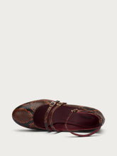 Snake-print leather Mary Janes with straps - Coffee | FRAU