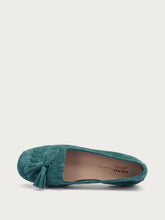 Mocassino con nappine in suede - Verde Alga | FRAU