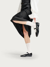 Creased semi-polished leather ballet flats - Black | FRAU