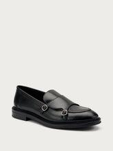 Leather double-buckle loafers - Black | FRAU