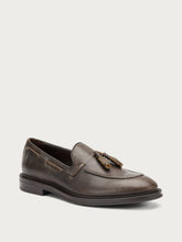 Vintage leather loafers with tassels - Antique Brown | FRAU