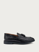 Elegant woven leather moccasins - Black | FRAU