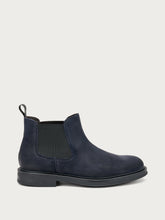 Distressed leather Chelsea boots with tonal elastic - Blue | FRAU