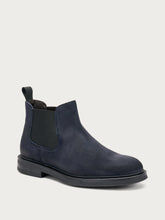 Distressed leather Chelsea boots with tonal elastic - Blue | FRAU