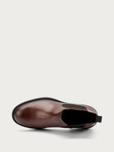 Leather Chelsea boots with tonal elastic - Walnut | FRAU