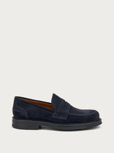 Antiqued-finish suede varsity loafers - Blue | FRAU