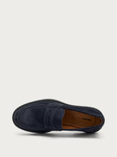 Antiqued-finish suede varsity loafers - Blue | FRAU