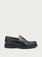 Polished leather varsity loafers - Blue | FRAU