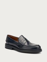 Polished leather varsity loafers - Blue | FRAU