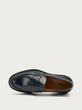 Polished leather varsity loafers - Blue | FRAU