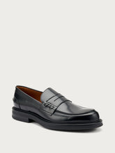 Polished leather varsity loafers - Black | FRAU
