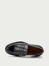 Polished leather varsity loafers - Black | FRAU