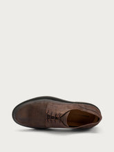 Distressed-effect leather lace-ups - Brown | FRAU