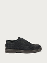 Distressed-effect leather lace-ups with brogue details - Black | FRAU