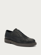 Distressed-effect leather lace-ups with brogue details - Black | FRAU