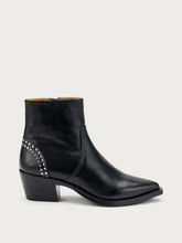 Studded leather Texan ankle boots - Black | FRAU