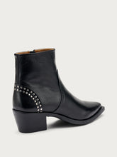 Studded leather Texan ankle boots - Black | FRAU