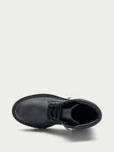 Leather combat boots with double welt sole - Black | FRAU