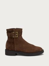Suede ankle boots with buckle - Cocoa | FRAU