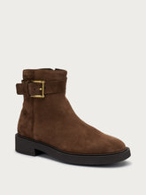 Suede ankle boots with buckle - Cocoa | FRAU