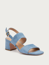 Suede sandals with block heel - Powder Blue | FRAU