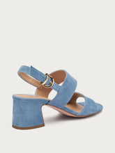 Suede sandals with block heel - Powder Blue | FRAU