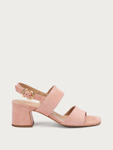 Suede sandals with block heel - Plaster pink | FRAU