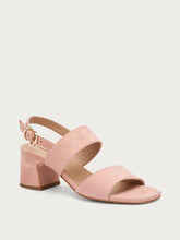 Suede sandals with block heel - Plaster pink | FRAU
