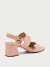Suede sandals with block heel - Plaster pink | FRAU