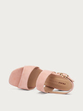 Suede sandals with block heel - Plaster pink | FRAU