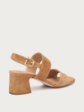 Suede sandals with block heel - Saddle | FRAU