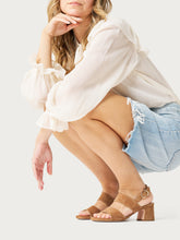 Suede sandals with block heel - Saddle | FRAU