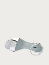 Sandale aus laminiertem Leder mit Absatz - Silber | FRAU