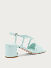 Sandalo in pelle con cinturini a incrocio - Acqua | FRAU