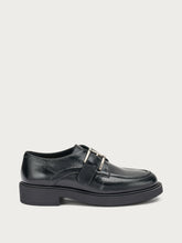 Semi-polished leather lace-ups with buckle - Black | FRAU