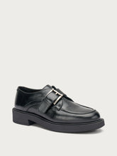 Semi-polished leather lace-ups with buckle - Black | FRAU