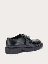 Semi-polished leather lace-ups with buckle - Black | FRAU