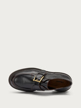 Semi-polished leather lace-ups with buckle - Dark Brown | FRAU