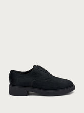 Ponyhair-effect leather lace-ups - Black | FRAU