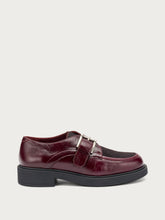 Bimaterial lace-ups with buckle - Bordeaux | FRAU