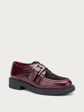 Bimaterial lace-ups with buckle - Bordeaux | FRAU
