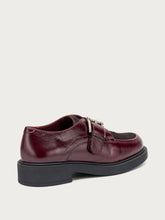 Bimaterial lace-ups with buckle - Bordeaux | FRAU