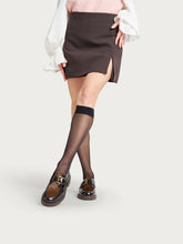 Schnürschuhe aus zwei Materialien mit Schnalle - Dunkelbraun | FRAU