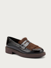 Bi-material loafers with fringing - Dark Brown | FRAU