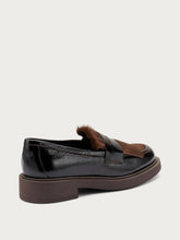 Bi-material loafers with fringing - Dark Brown | FRAU