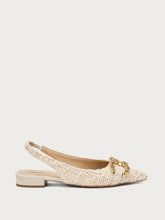 Slingback aus Bouclé mit Schmuckdetail - Goldbeige | FRAU