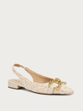 Slingback aus Bouclé mit Schmuckdetail - Goldbeige | FRAU
