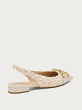 Slingback aus Bouclé mit Schmuckdetail - Goldbeige | FRAU