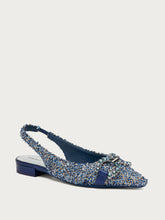 Slingback aus Bouclé mit Schmuckdetail - Golddenim | FRAU