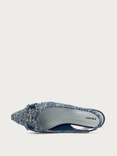 Slingback aus Bouclé mit Schmuckdetail - Golddenim | FRAU